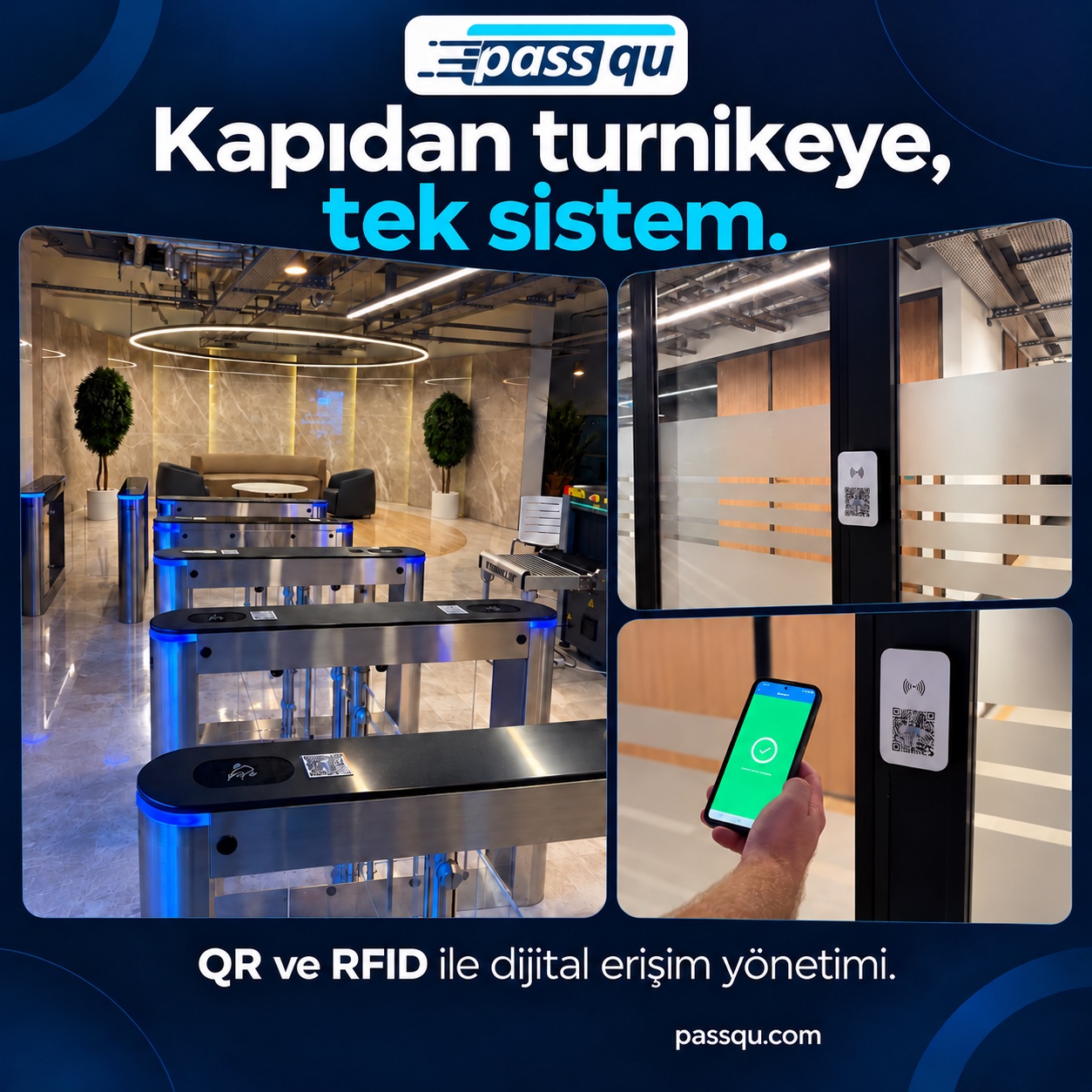 Passqu — Kapıdan turnikeye, tek sistem. QR ve RFID ile dijital erişim yönetimi.